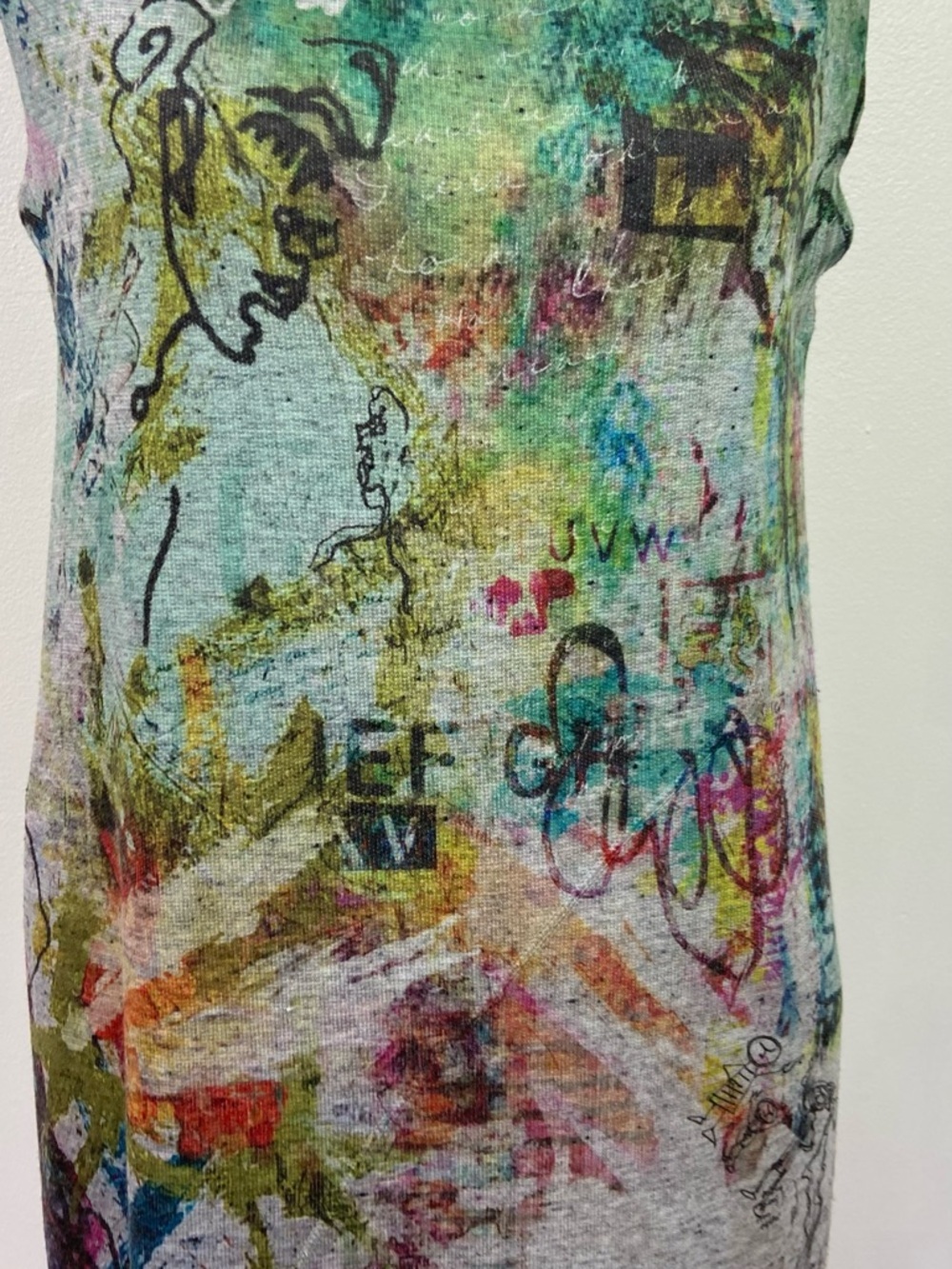 Inoah Dress Midi Jersey Knit Pop Art Artsy Made USA Festival Sz M Graffiti - Picture 3 of 10